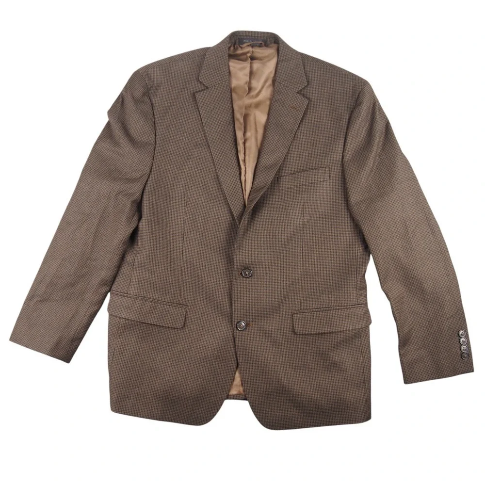 Ralph Lauren Chaps Mens Blazer 44R Brown Houndstooth Sports Coat Jacket‎